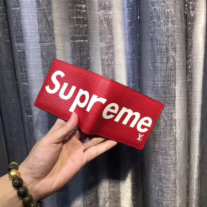 supreme 赤 白 財布