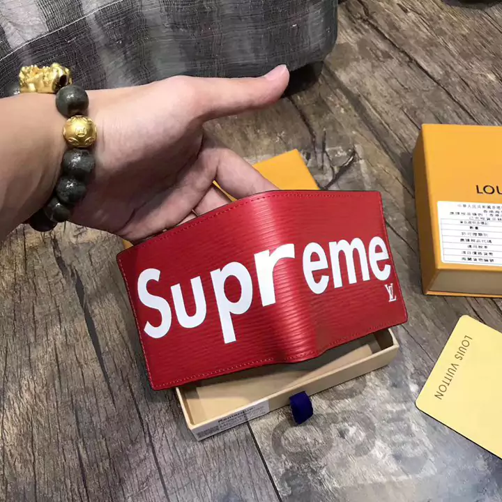 supreme 赤 白 財布